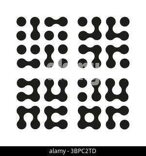 Jeu d'icônes Metaball. Collection de symboles de points connectés, isolé sur un fond blanc. Motifs cercles abstraits. Eléments de conception. Modèle vectoriel Illustration de Vecteur