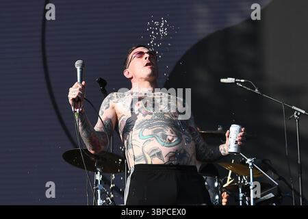 LONDRES, ANGLETERRE - MAI 27 : Sebastian Murphy de « Viagra Boys » se produisant au Wide Awake Festival, Brockwell Park, Brixton le 27 mai 2023 à Londres, Angleterre.Cap/Mar ©Mar/Capital Pictures Banque D'Images