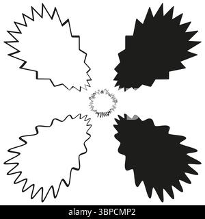 Des formes semblables à des feuilles. Formes dentelées abstraites. Eléments de coupe botaniques. Illustration organique vectorielle. Illustration de Vecteur