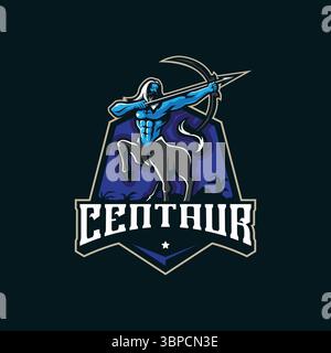Vecteur de conception de logo de mascotte Centaur avec style de concept d'illustration moderne pour l'impression de badge, d'emblème et de t-shirt. Illustration Centaur pour le sport. Illustration de Vecteur