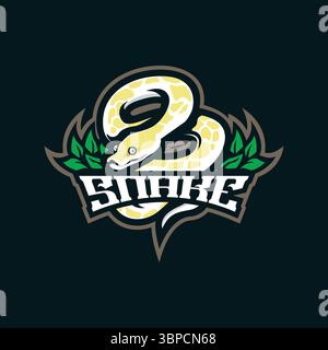 Vecteur de conception de logo de mascotte de Snake claus avec style de concept d'illustration moderne pour l'impression de badge, d'emblème et de t-shirt. Illustration python serpent. Illustration de Vecteur