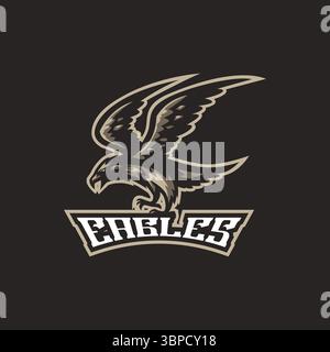 Vecteur de conception de logo de mascotte d'aigle avec style de concept d'illustration moderne pour l'impression de badge, d'emblème et de t-shirt. Illustration d'aigle pour équipe sportive. Illustration de Vecteur
