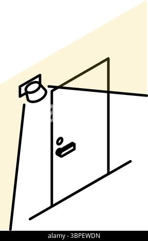 Porte d'entrée avec lumière de capteur, prévention du crime et sécurité à domicile icône isométrique, illustration vectorielle Illustration de Vecteur