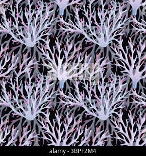 Motif sans couture de coraux ramifiés. Illustrations aquarelles. Animaux sous-marins des fonds marins. Récifs océaniques. Dessiné à la main isolé Tissu Banque D'Images