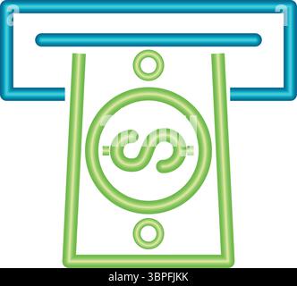 Néon Money ATM avec devise et icône de retrait Illustration de Vecteur