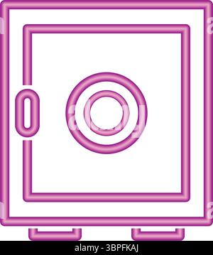 Icône Neon Money Secure Vault Storage Illustration de Vecteur