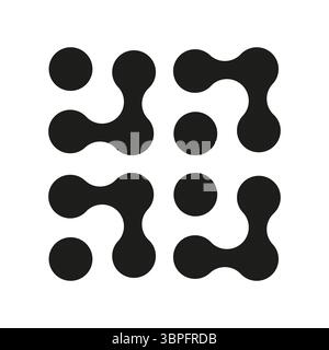 Signe des points connectés. Blobs connectés noirs. Symbole abstrait de l'innovation isolé sur un fond blanc. Cercles motif organique simple. Metaball plat Illustration de Vecteur