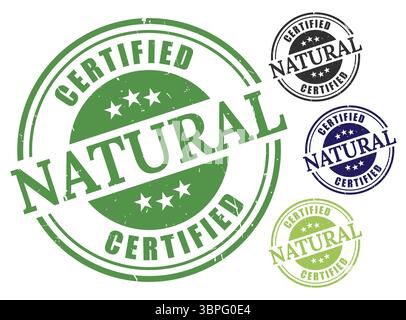 Un jeu de badges de certification biologique, des timbres de garantie de produit naturel Illustration de Vecteur