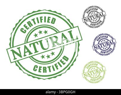 Un joint écologique certifié, ensemble vectoriel de timbre de produit biologique Illustration de Vecteur