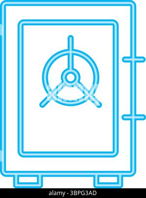 Icône de coffre-fort sécurisé néon contour de l'argent du coffre-fort espèces Illustration de Vecteur