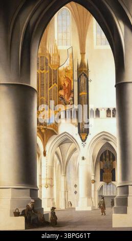 Pieter Jansz Saenredam 'L'intérieur de l'église de St Bavon in Haarlem', 1636, huile sur panneau.peinture architecturale, XVIIe siècle âge d'or hollandais. Banque D'Images
