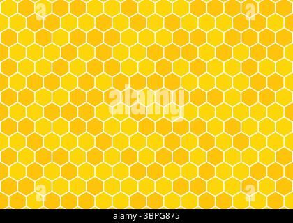 Motif jaune en nid d'abeilles avec des formes hexagonales répétitives représentant la structure de la nature géométrie cire d'abeille symétrie de ruche arrière-plan de répétition de l'efficacité Illustration de Vecteur