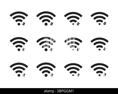 Icônes de signal Wi-Fi pour la connectivité réseau et la communication avec différents niveaux de puissance et aucun signal Illustration de Vecteur