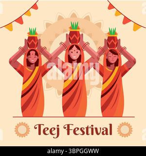 plat-teej-festival-illustration Illustration de Vecteur