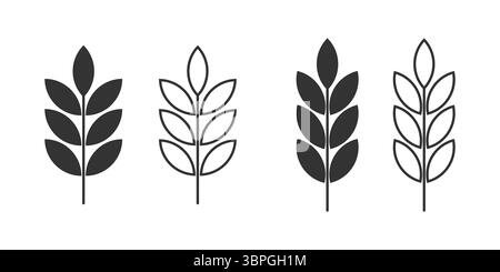 Icônes de feuilles et de blé représentant l'agriculture, l'agriculture, la nature, la croissance organique, les concepts écologiques, durabilité et éléments botaniques Illustration de Vecteur