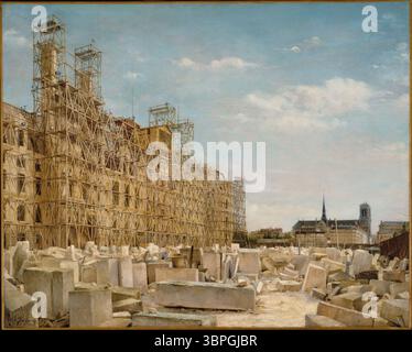 Victor Dargaud (1850-1921) L'Hôtel de ville en reconstruction. Huile sur toile, 1880. Paris, musée Carnavalet, reconstruit, bâtiment après incendie Banque D'Images