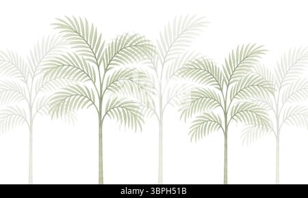 Murale minimaliste de palmier en vert doux – papier peint botanique pour des intérieurs sereins Banque D'Images