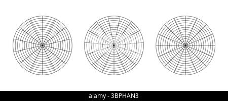 Roue des modèles de vie. Outil de coaching pour la visualisation. Diagrammes circulaires de l'équilibre du style de vie. Grilles polaires avec segments et cercles concentriques Illustration de Vecteur