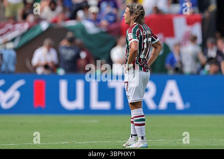 8 juillet 2025 : East Ritherford, NJ, USA ; Agustin Canobbio de Fluminense lors du match entre Fluminense et Chelsea FC, en demi-finale de la Coupe du monde des clubs FIFA 2025, au MetLife Stadium Banque D'Images