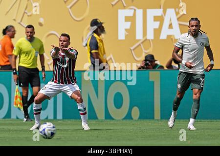 8 juillet 2025 : East Ritherford, NJ, USA ; René de Fluminense fait des gestes pendant le match entre Fluminense et Chelsea FC, en demi-finale de la Coupe du monde des clubs FIFA 2025, au MetLife Stadium Banque D'Images