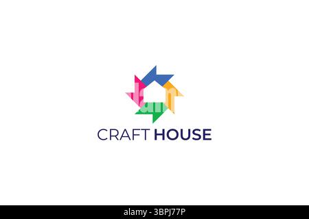 Concept de logo artisanal et Art House pour le logement de propriété et l'immobilier d'exposition Illustration de Vecteur