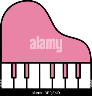 Illustration d'art au trait isométrique de piano jouet coloré, conception simple avec des touches miniatures et forme ludique pour les enfants et le contenu éducatif, Vector I Illustration de Vecteur