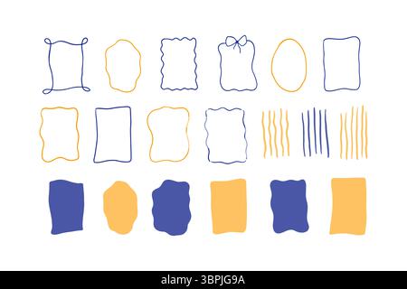 Ensemble de cadres mignons dessinés à la main fantaisistes Illustration de Vecteur