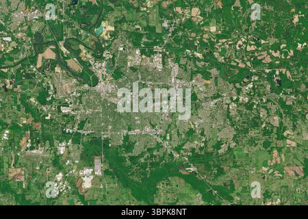 Image satellite de Montgomery, la capitale de l'Alabama, États-Unis - contient des données Copernicus Sentinel modifiées (2025) Banque D'Images