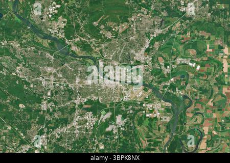 Image satellite de Little Rock, la capitale de l'Arkansas, États-Unis - contient des données sentinelles Copernicus modifiées (2024) Banque D'Images