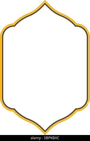 Cadre vertical doré d'étiquette ornementale cadre vectoriel de bordure décorative Design pour tout texte avec trombone arc floral arabe. orna islamique traditionnelle Illustration de Vecteur