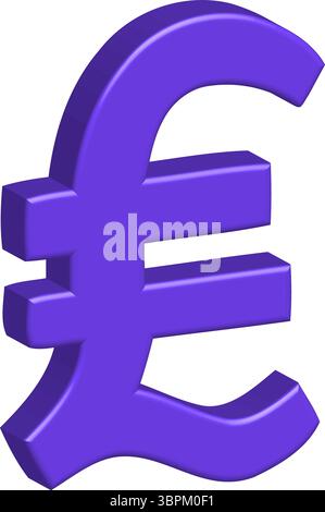 icône de symbole livre sterling violet 3d. Illustration de Vecteur