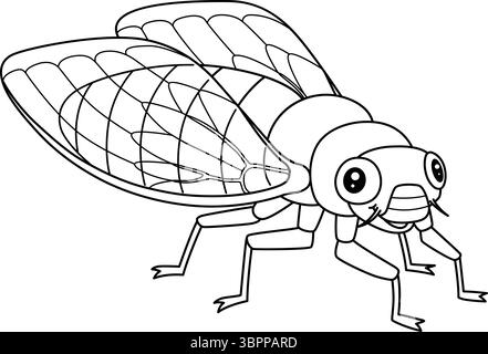 Insecte Cicada animal isolé Coloring page Illustration de Vecteur