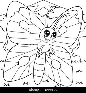 Coloriage Butterfly blanc chou insecte Illustration de Vecteur