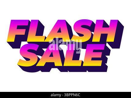 Graphique textuel audacieux et coloré représentant les mots FLASH SALE dans un dégradé de rose et de jaune avec un effet d'ombre violet foncé Illustration de Vecteur