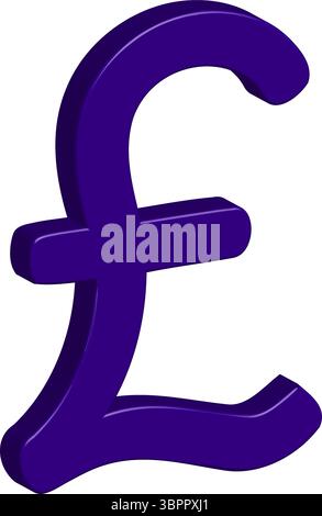 icône de symbole de livre sterling violet foncé 3d. Illustration de Vecteur