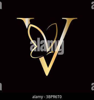 Lettre initiale V Butterfly logo Design concept pour la mode, les cosmétiques et le symbole de beauté Illustration de Vecteur