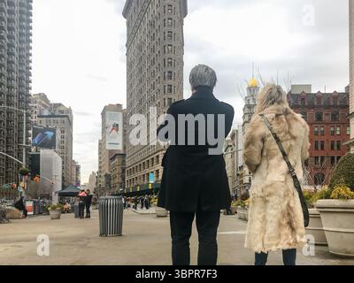NYC, New York - 14 février 2019 : vues du bâtiment Flat Iron de New York Banque D'Images
