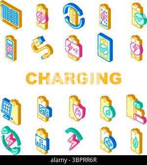 vecteur d'ensemble d'icônes de produit de charge d'énergie Illustration de Vecteur