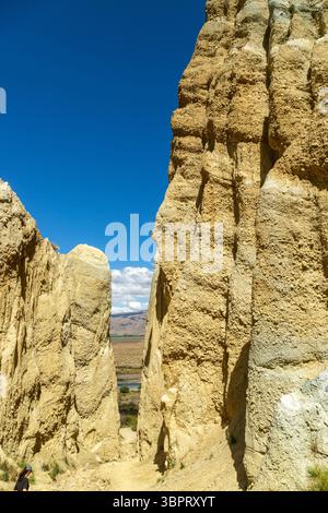 The Clay Cliffs - Pinnacles d'argile qui forment les Clay Cliffs à l'extérieur d'Omarama, Canterbury, Nouvelle-Zélande Banque D'Images