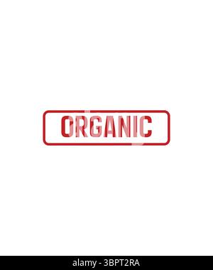 Étiquette de certification rouge de tampon biologique. Illustration de Vecteur