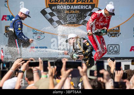 Elkhart Lake, Wa, États-Unis. 22 juin 2025. ALEX Palou (10) (ESP), pilote de LA SÉRIE NTT INDYCAR de Barcelone, Espagne, remporte le Grand Prix XPEL à Road America à Elkhart Lake, WA. (Crédit image : © Walter G. Arce Sr./ASP via ZUMA Press Wire) USAGE ÉDITORIAL SEULEMENT ! Non destiné à UN USAGE commercial ! Banque D'Images