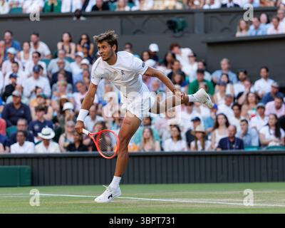 Wimbledon, Royaume-Uni. 09 juillet 2025. Flavio Cobolli (ITA) pendant Wimbledon 2025. Crédit : Corleve/Alamy Live News Banque D'Images