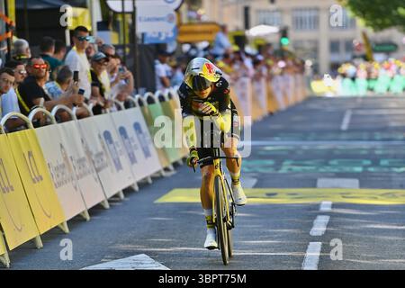 Caen, France. 09 juillet 2025. illustrations. Le 112ème Tour de France, étape 5 une étape individuelle contre la montre de 33 km de Caen à Caen/UCIWT/le 09 juillet 2025 à Caen, FrancePhotos par Franck Castel ABACAPRESS.COM crédit : Abaca Press/Alamy Live News Banque D'Images