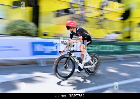 Caen, France. 09 juillet 2025. illustrations. Le 112ème Tour de France, étape 5 une étape individuelle contre la montre de 33 km de Caen à Caen/UCIWT/le 09 juillet 2025 à Caen, FrancePhotos par Franck Castel ABACAPRESS.COM crédit : Abaca Press/Alamy Live News Banque D'Images