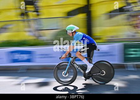 Caen, France. 09 juillet 2025. illustrations. Le 112ème Tour de France, étape 5 une étape individuelle contre la montre de 33 km de Caen à Caen/UCIWT/le 09 juillet 2025 à Caen, FrancePhotos par Franck Castel ABACAPRESS.COM crédit : Abaca Press/Alamy Live News Banque D'Images