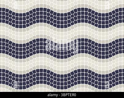 Ornement de vagues de mosaïque grise, motif de carreaux de pavage en pierre sans couture dans le style portugais, lignes de mosaïque ondulées, vecteur Illustration de Vecteur