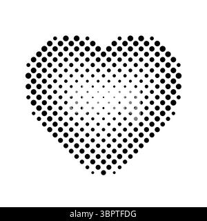 Forme de coeur. Silhouette de coeur noir délavé isolé sur fond blanc. Point de demi-teinte fondu moderne. Élément de fondu pour les impressions de conception. Décoloration contemporaine Illustration de Vecteur