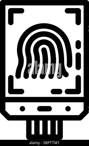 illustration vectorielle d'icône de ligne de module de capteur d'empreintes digitales Illustration de Vecteur