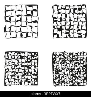 Icône de carré déformé. Motif de grille organique. Vecteur de maillage mosaïque. Conception dynamique de l'encre. Illustration de Vecteur