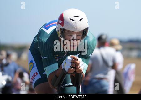 Caen, France. 09 juillet 2025. Jonathan Milan de Lidl - Trek pendant le Tour de France 2025, épreuve cycliste UCI WorldTour, étape 5, contre-la-montre individuel, Caen - Caen (33 km) le 9 juillet 2025 à Caen, France - photo Laurent Lairys/DPPI crédit : DPPI Media/Alamy Live News Banque D'Images